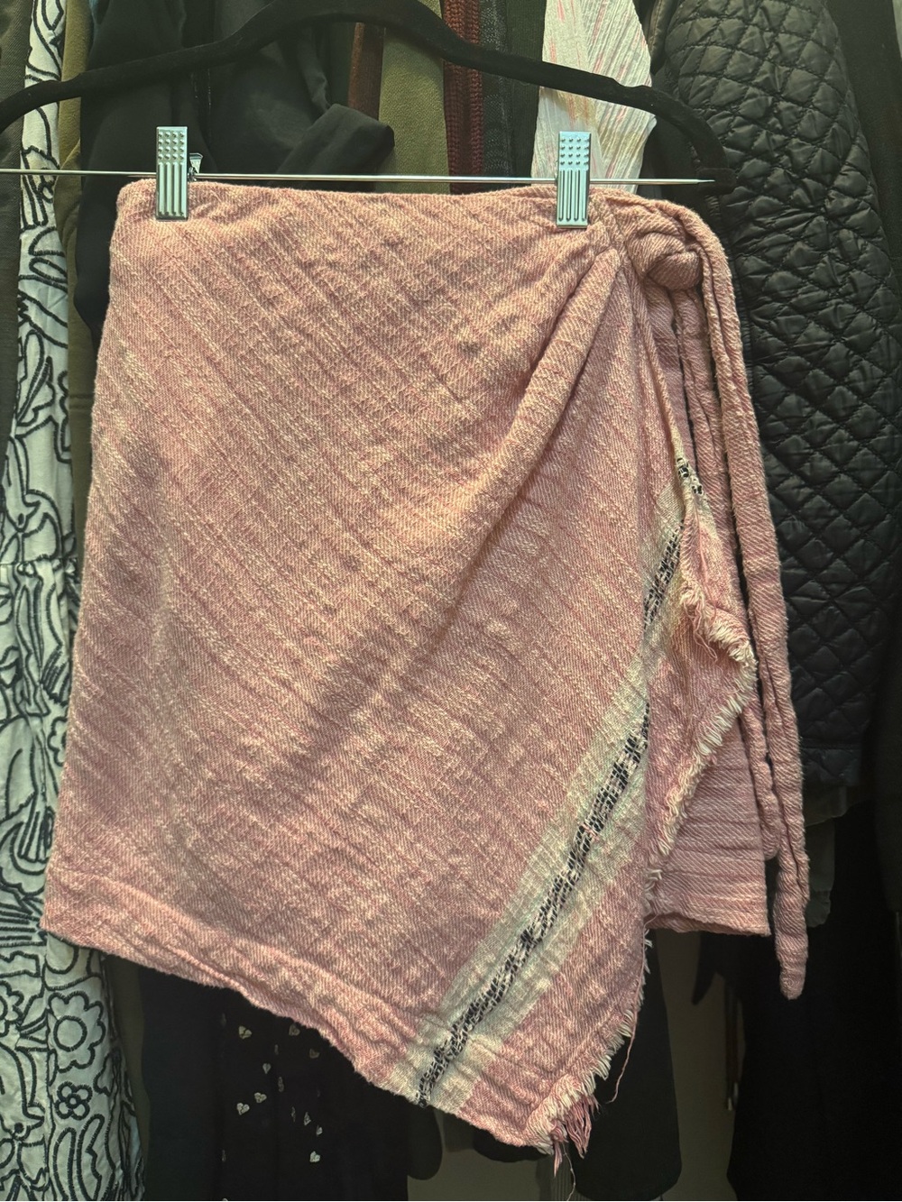 Free People Pink Textured Wrap Mini Skirt